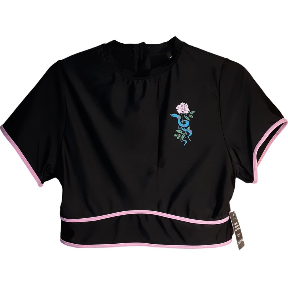 Crop Rashguard, Snake Rose 🧾 - Picture 2 of 15